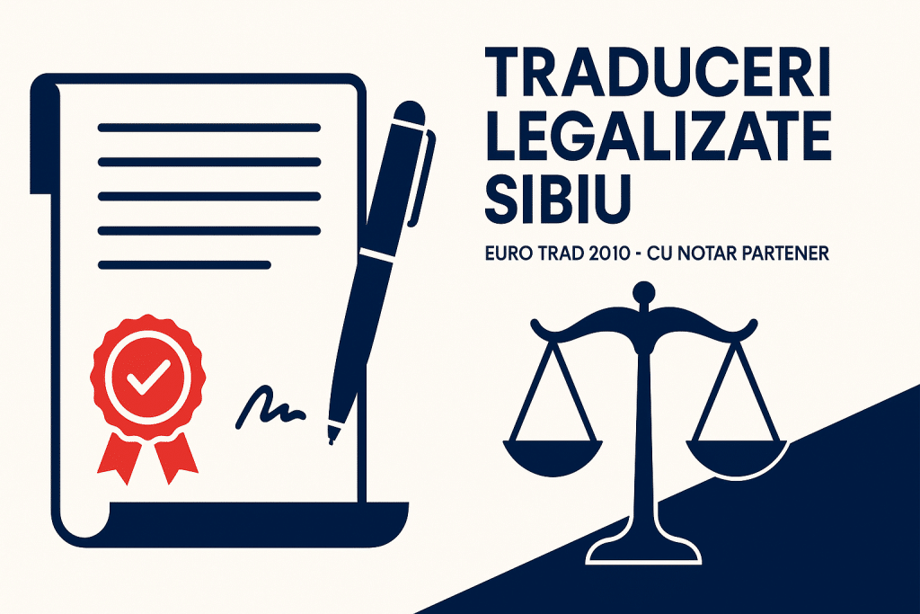 Traduceri legalizate Sibiu pentru acte oficiale, contracte și documente juridice, realizate de traducători autorizați în colaborare cu notar public.